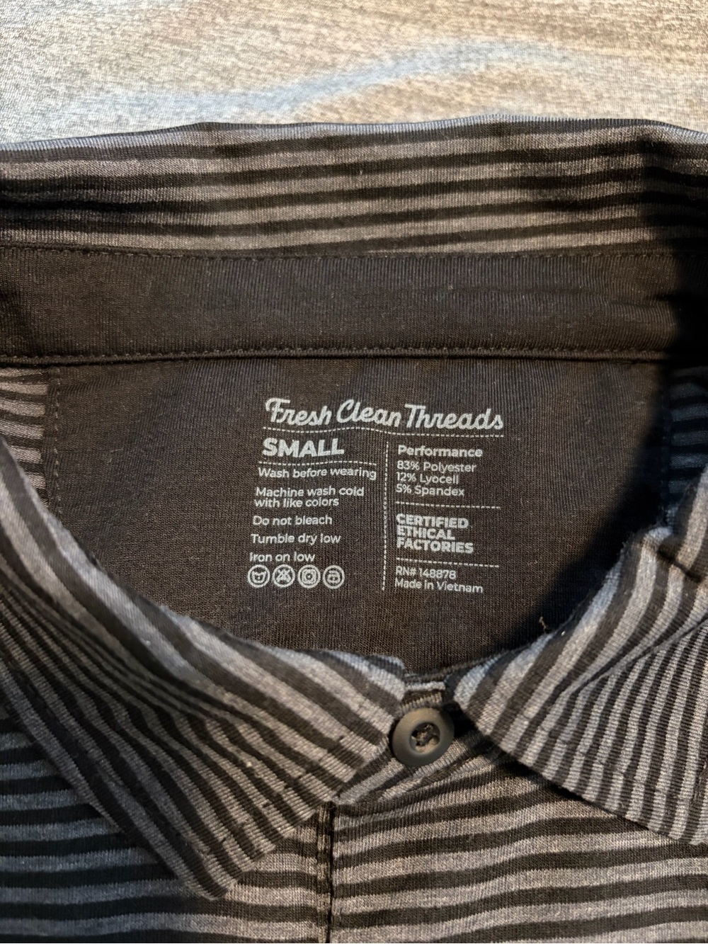 Fresh Clean Threads Men's Striped Short-Sleeve Polo In Black And Gray — image 2 of 2